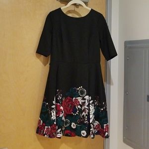 Charter Club black floral A-line dress